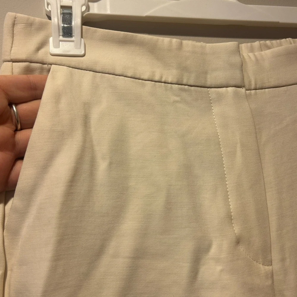 NWT Mango Cream Offwhite Trouser‎ Pants Flat Front Pockets Women’s  Small